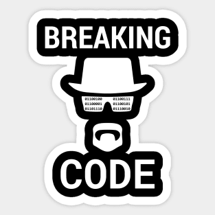 Breaking Code - White Design for Computer Security Hackers Sticker